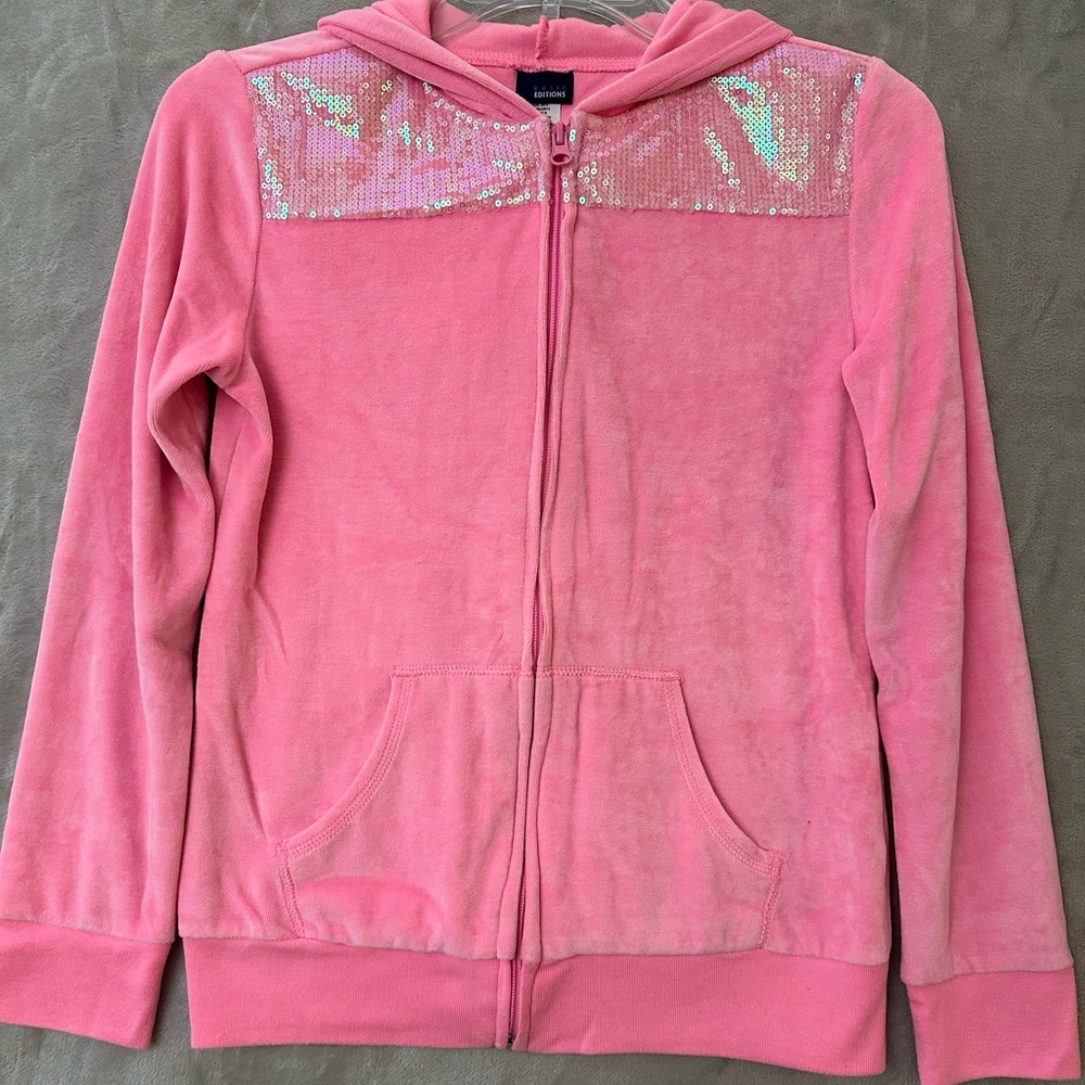 Basic Editions Pink Kids Hoodie with‎ Sequin Detail Size XL 14-16